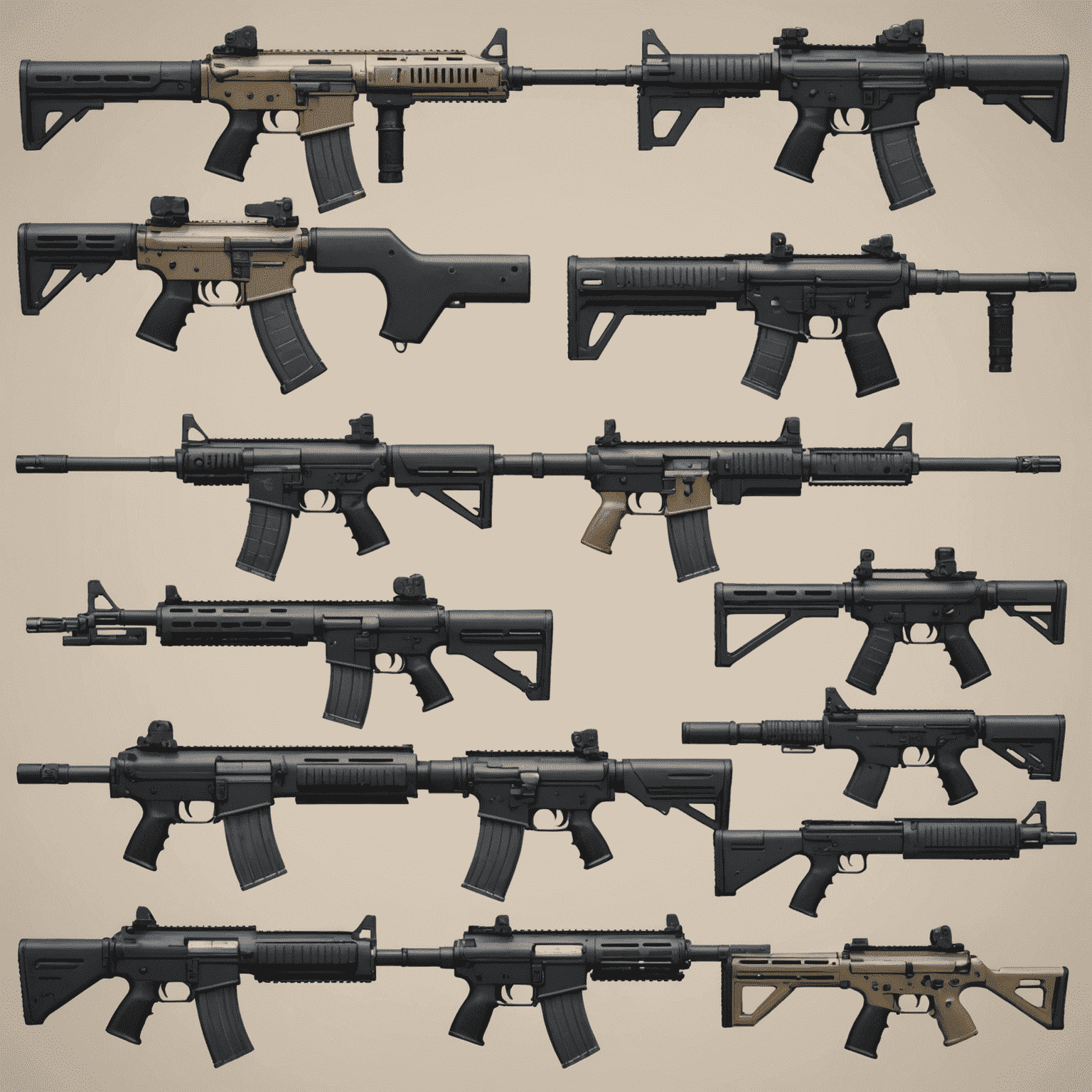 A collection of subtle CS2 weapon skins displayed on a clean, minimalist background. The skins feature muted colors and elegant patterns that blend seamlessly with the weapons' original designs.