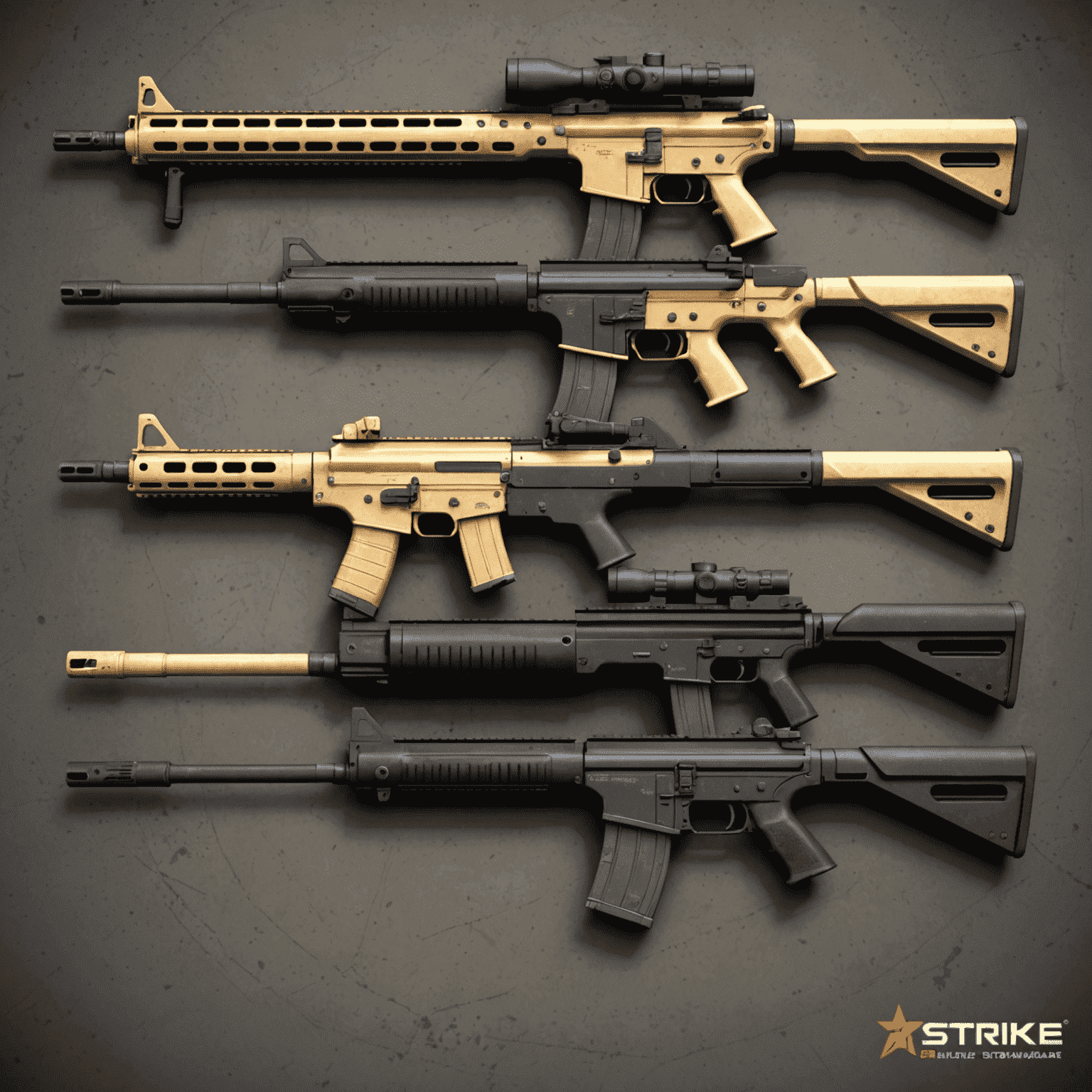 A collection of sleek and minimalist weapon skins for Counter-Strike 2, showcasing various subtle designs and color schemes